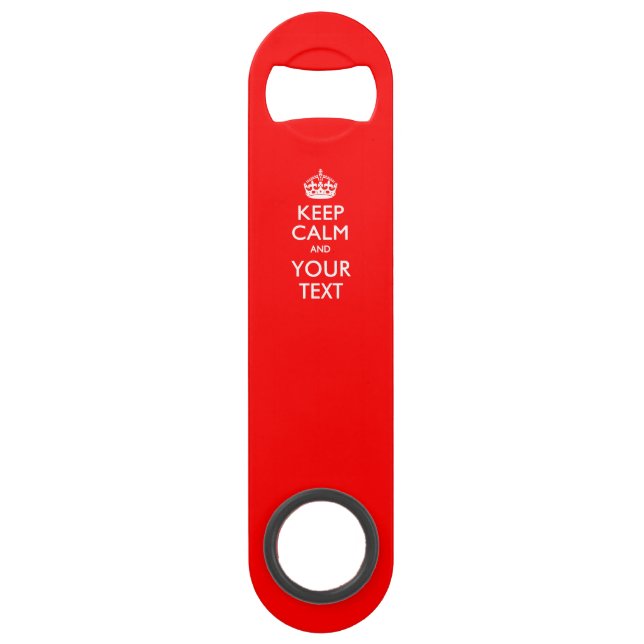 Personalized KEEP CALM AND Edit Text on Red Bar Key (Front)