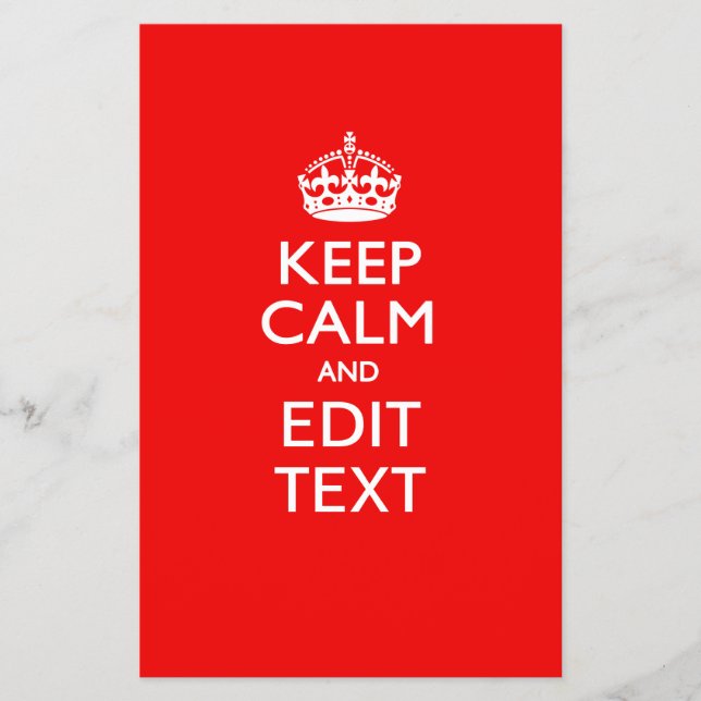Personalized KEEP CALM AND Edit Text on Red Flyer (Front)
