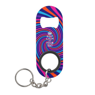 Personalized KEEP CALM AND Edit Text on Swirl Keychain Bottle Opener