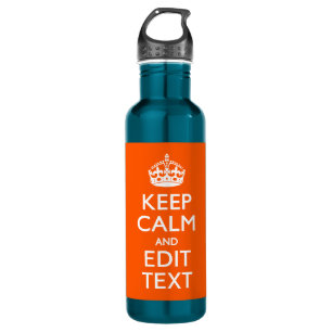 Personalized KEEP CALM AND Edit Text Orange Stainless Steel Water Bottle