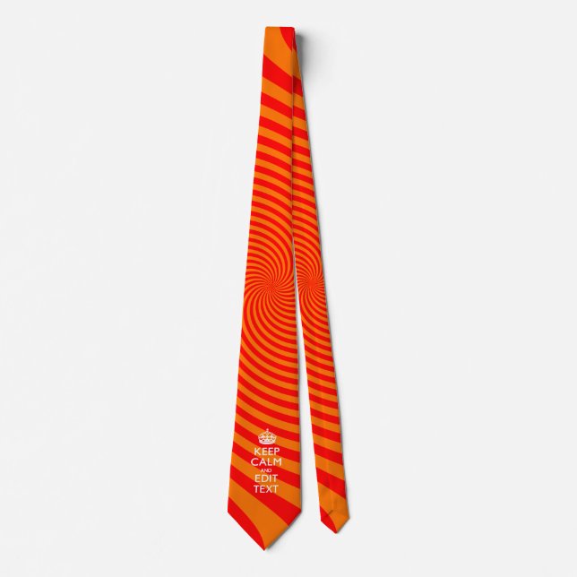 Personalized KEEP CALM AND Edit Text Orange Swirl Neck Tie (Front)
