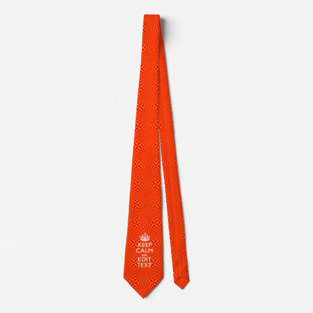 Personalized KEEP CALM AND Edit Text Orange Swirl Tie (Front)
