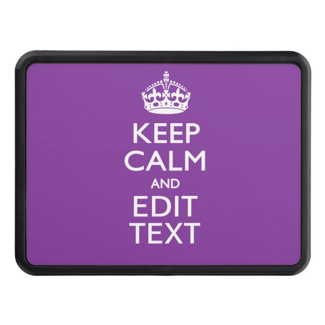 Personalized KEEP CALM AND Edit Text Purple Tow Hitch Cover (Front)