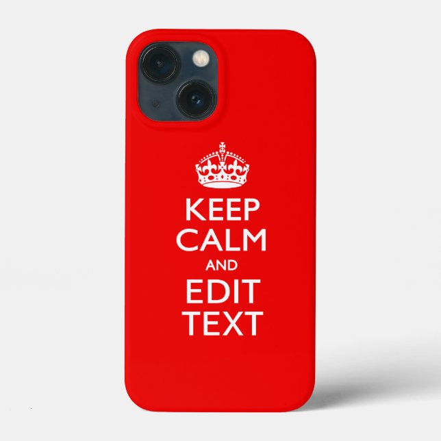 Personalized KEEP CALM AND Edit Text RED Classic Case-Mate iPhone Case (Back)
