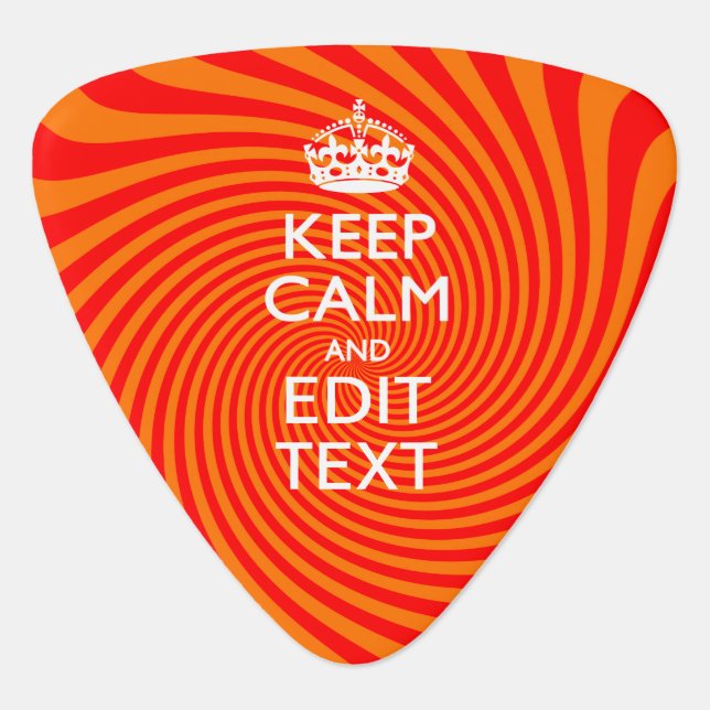 Personalized KEEP CALM AND Have Text Orange Swirl Guitar Pick (Front)