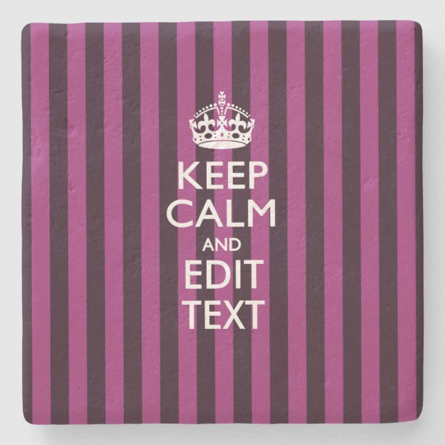 Personalized Keep Calm And Have Your Text Fuchsia Stone Coaster (Front)