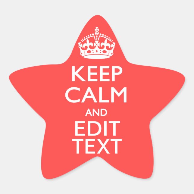 Personalized KEEP CALM and Have your text on Coral Star Sticker (Front)