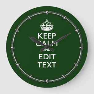 Personalized Keep Calm And Have Your Text on Green Large Clock