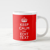 Personalized Keep Calm And Have Your Text on Red Giant Coffee Mug (Right)
