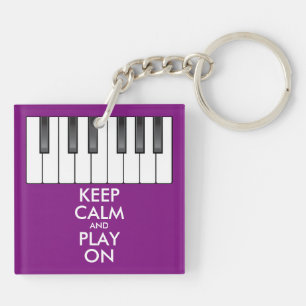 Personalized KEEP CALM and PLAY ON -Keyboard piano Keychain