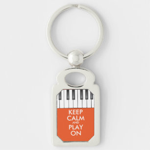 Personalized KEEP CALM and PLAY ON -Keyboard piano Keychain