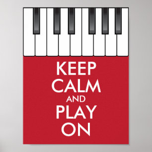 Personalized KEEP CALM and PLAY ON -Keyboard piano Poster