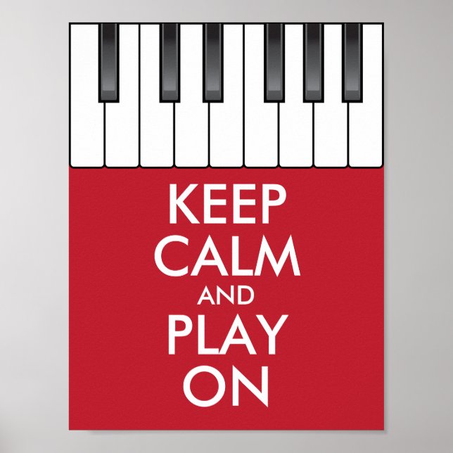 Personalized KEEP CALM and PLAY ON -Keyboard piano Poster (Front)
