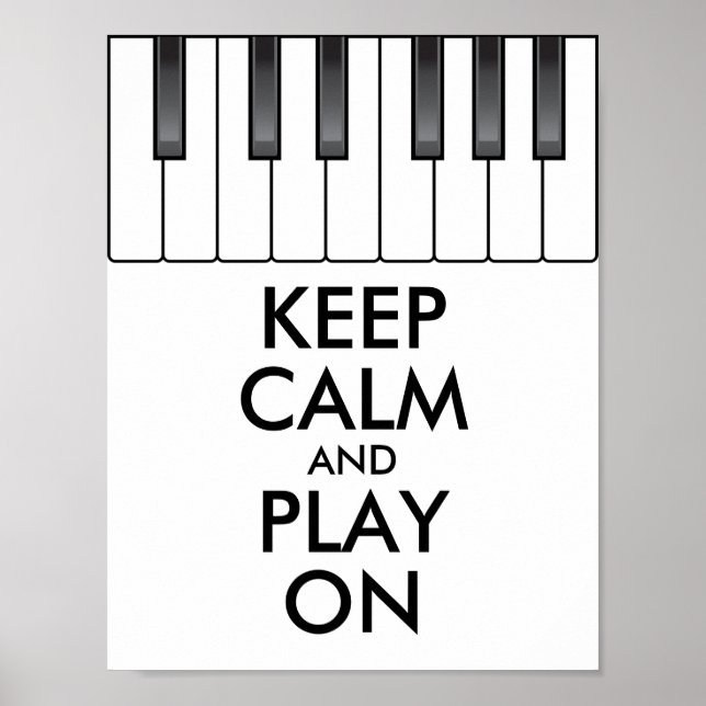 Personalized KEEP CALM and PLAY ON -Keyboard piano Poster (Front)