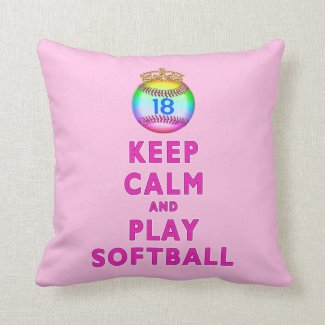 Personalized KEEP CALM AND PLAY SOFTBALL Pillows