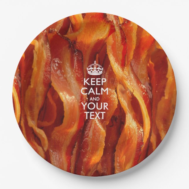 Personalized Keep Calm And Your Bacon Paper Plates (Front)