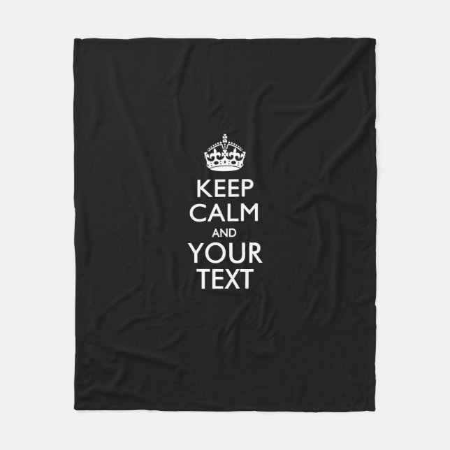 Personalized KEEP CALM AND Your Creative Text Fleece Blanket (Front)