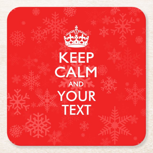 Personalized KEEP CALM AND Your on Red Square Paper Coaster (Front)