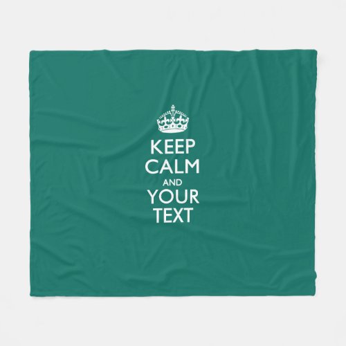 Personalized Keep Calm And Your Text Aqua Fleece Blanket