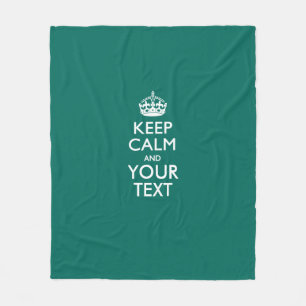 Personalized Keep Calm And Your Text Aqua Fleece Blanket