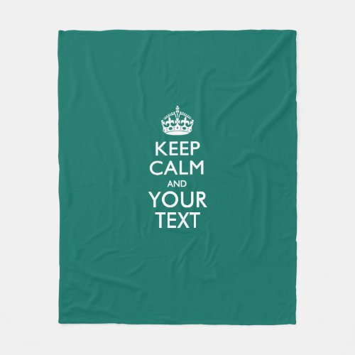 Personalized Keep Calm And Your Text Aqua Fleece Blanket