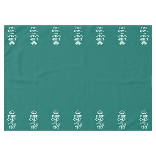 Personalized Keep Calm And Your Text Aqua Tablecloth (Front (Horizontal))