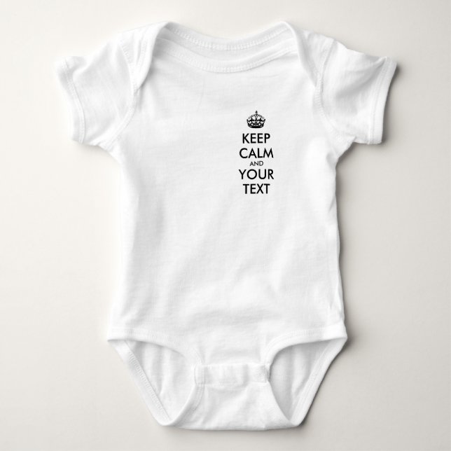 Personalized KEEP CALM and YOUR TEXT Baby Bodysuit (Front)
