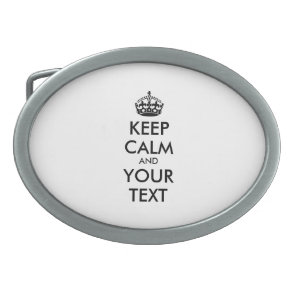 Personalized KEEP CALM and YOUR TEXT - black Oval Belt Buckle