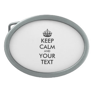 Personalized KEEP CALM and YOUR TEXT - black Oval Belt Buckle