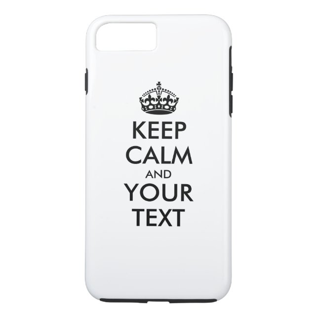 Personalized KEEP CALM and YOUR TEXT - black words Case-Mate iPhone Case (Back)