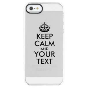 Personalized KEEP CALM and YOUR TEXT - black words Clear iPhone SE/5/5s Case
