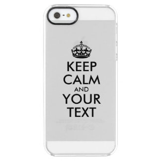 Personalized KEEP CALM and YOUR TEXT - black words Clear iPhone SE/5/5s Case