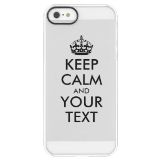 Personalized KEEP CALM and YOUR TEXT - black words Permafrost iPhone SE/5/5s Case