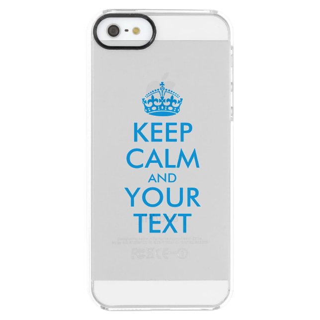Personalized KEEP CALM and YOUR TEXT - blue words Uncommon iPhone Case (Back)