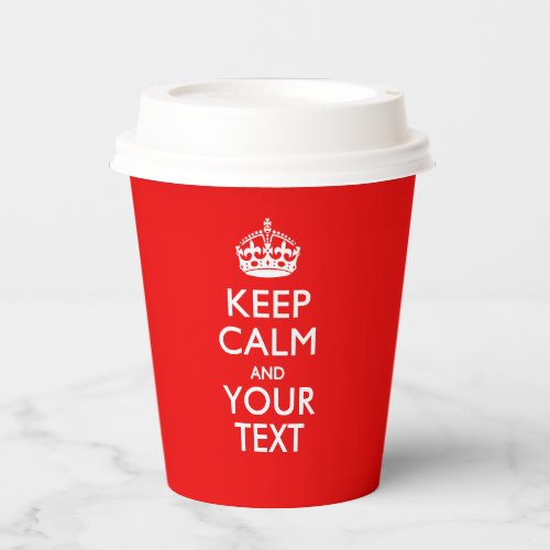 Personalized Keep Calm And Your Text Coral Paper Cups