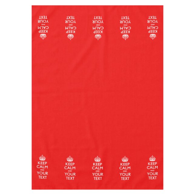 Personalized Keep Calm And Your Text Coral Pink Tablecloth (Front)