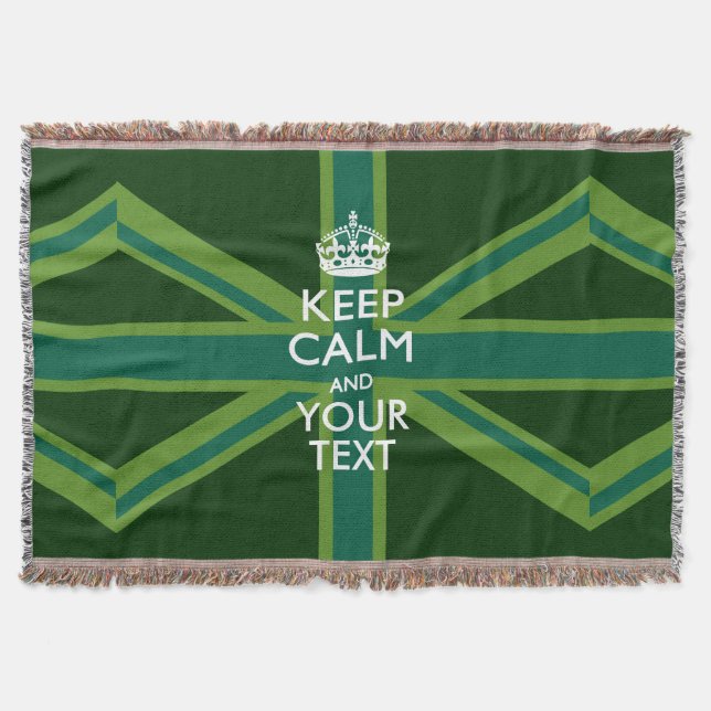 Personalized Keep Calm and Your Text for Cool Gift Throw Blanket (Front)