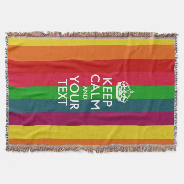 Personalized Keep Calm and Your Text for Cool Gift Throw Blanket (Front)