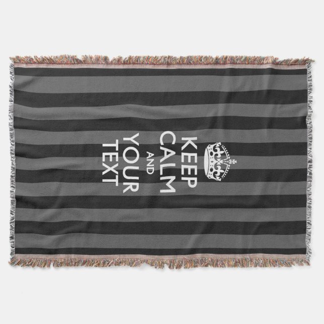 Personalized Keep Calm and Your Text for Cool Gift Throw Blanket (Front)