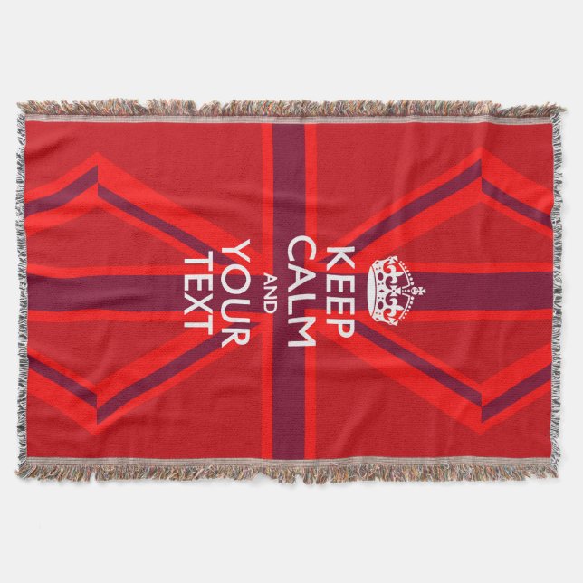 Personalized Keep Calm and Your Text for Cool Gift Throw Blanket (Front)