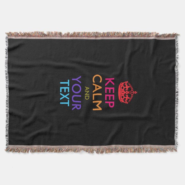Personalized Keep Calm and Your Text for Cool Gift Throw Blanket (Front)