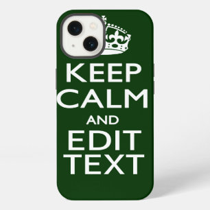 Personalized Keep Calm And Your Text Green Decor iPhone 13 Case