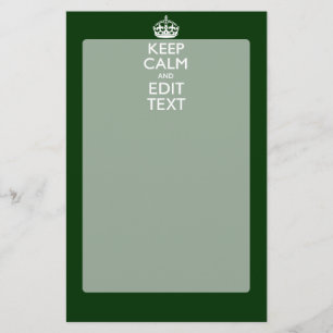 Personalized Keep Calm And Your Text Green Decor Stationery