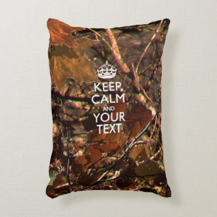Personalized KEEP CALM AND Your Text Hunt Camo Accent Pillow