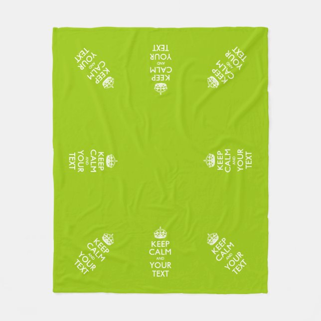 Personalized Keep Calm And Your Text Lime Green Fleece Blanket (Front)