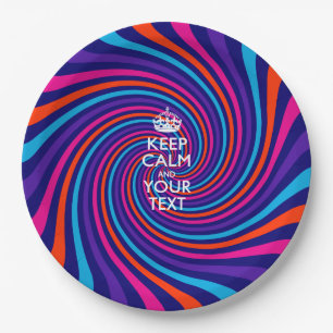 Personalized Keep Calm And Your Text Multicolored Paper Plates