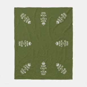 Personalized Keep Calm And Your Text Olive Green Fleece Blanket