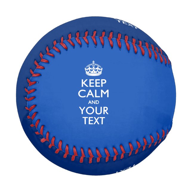 Personalized KEEP CALM and your text on blue Baseball (Back Right)