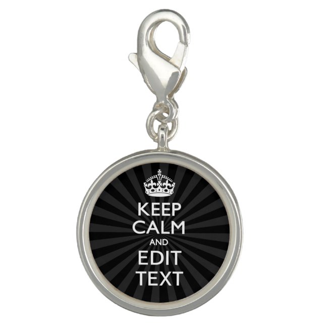 Personalized KEEP CALM and your text on burst Charm (Front)