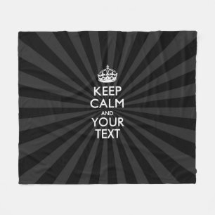 Personalized KEEP CALM and your text on burst Fleece Blanket